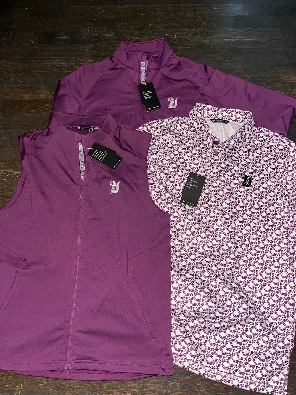 NWT Lot 3 Levelwear Everglades Club Golf Vest 1/4 Zip Polo Medium Purple FLA $$